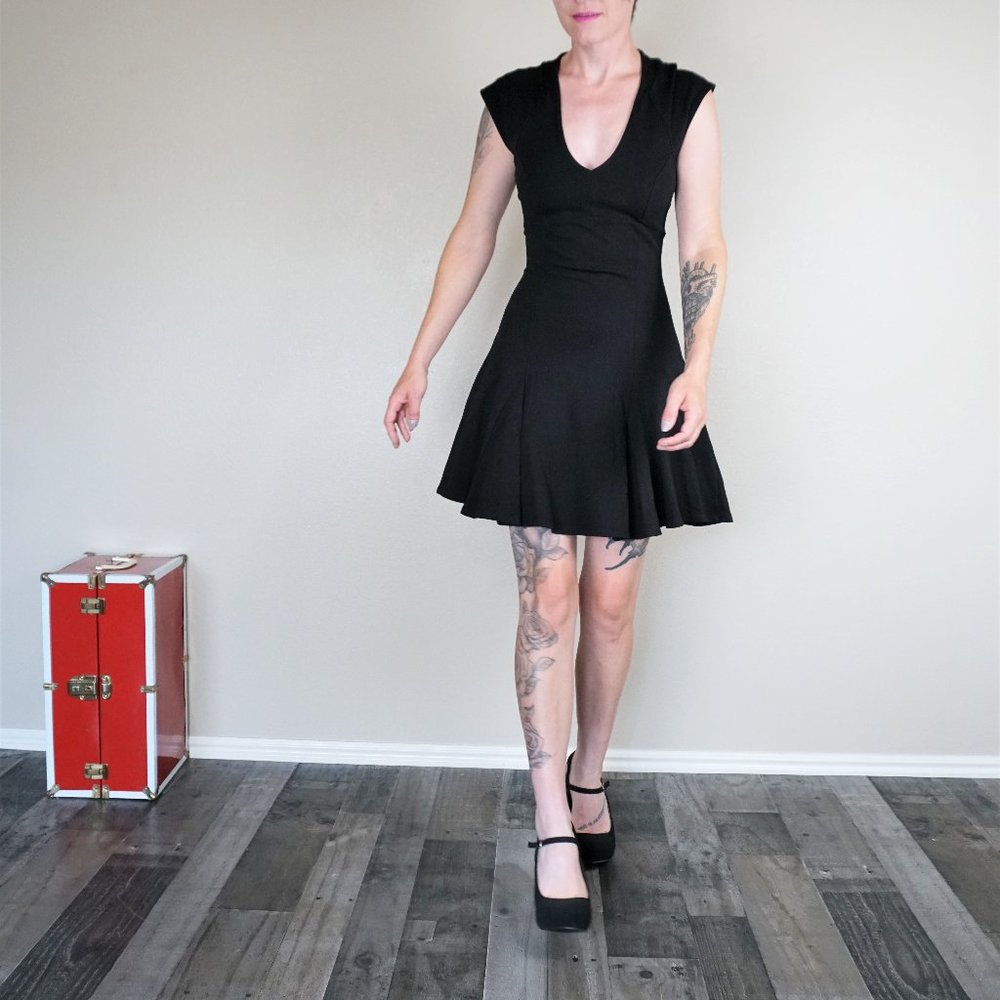 Y2K Mystic Black Cap Sleeve Mini Dress